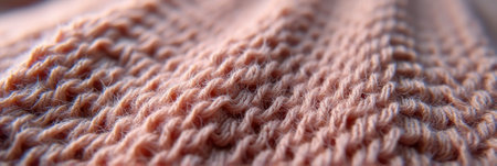 Close-up of pink knitted fabric texture with detailed weave pattern. That the image is generated using AI.の素材