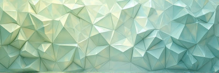 Abstract geometric low-poly background in pastel green tones. That the image is generated using AI.の素材