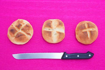 Delicious handmade bread and long knife