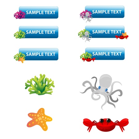 Sea theme buttonsのイラスト素材