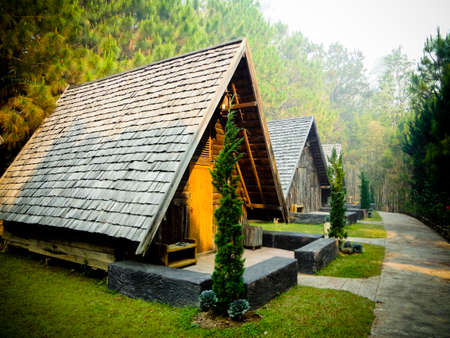 wooden house in forestのeditorial素材