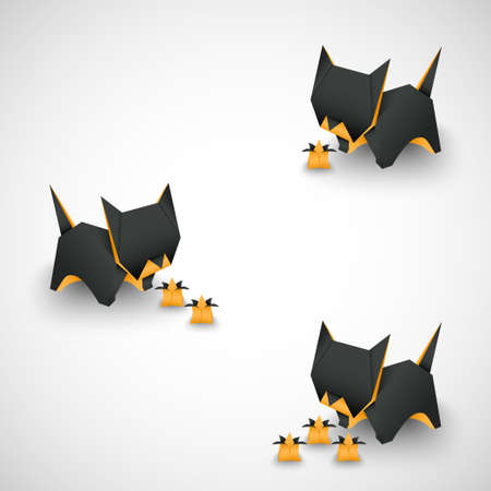 origami cats options vectorのイラスト素材