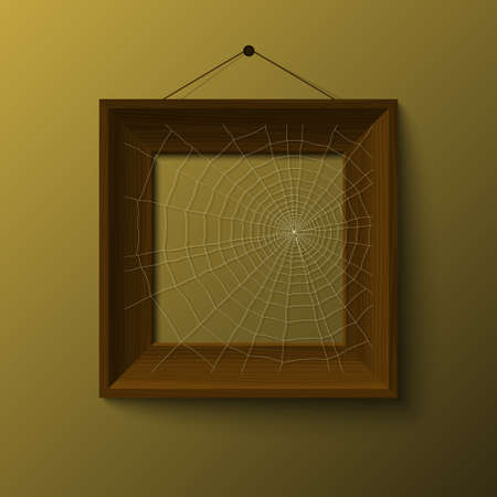 realistick woowen frame with spiderweb vectorのイラスト素材