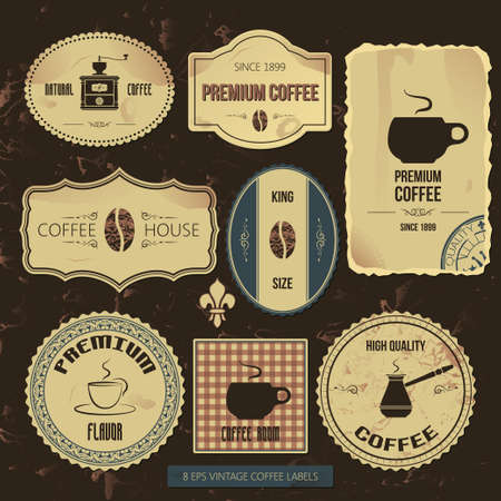 premium coffee vintage labelsのイラスト素材
