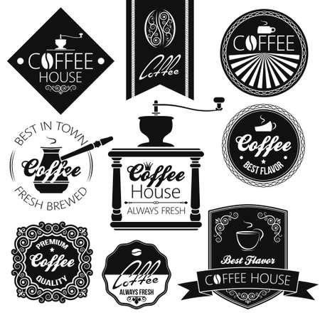 coffee set labelsのイラスト素材