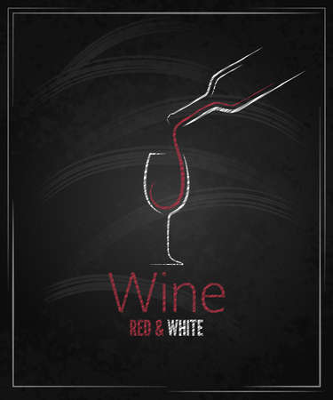 wine glass chalkboard menu のイラスト素材