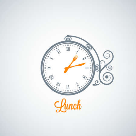 lunch clock concept backgroundのイラスト素材