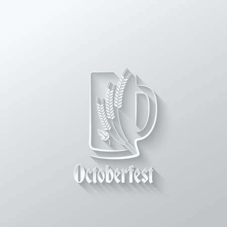 octoberfest beer glass paper cut backgroundのイラスト素材