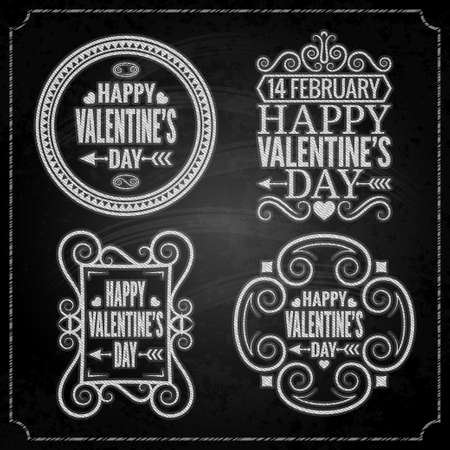 valentines day chalk setのイラスト素材