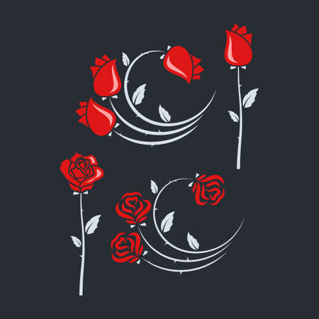 set of rose flowers design background のイラスト素材