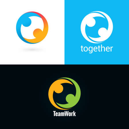 team work logo design icon set background 10 epsのイラスト素材