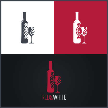 wine bottle and glassのイラスト素材