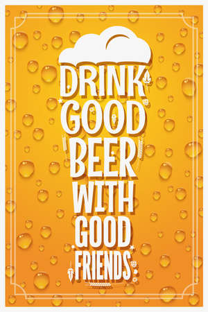 Beer Glass   Design Concept Slogan Backgroundのイラスト素材