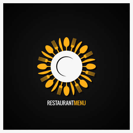 Food . Fork And Knife With Spoon Label Background.のイラスト素材