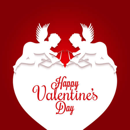 Valentines Day Couple On Heart Backgroundのイラスト素材