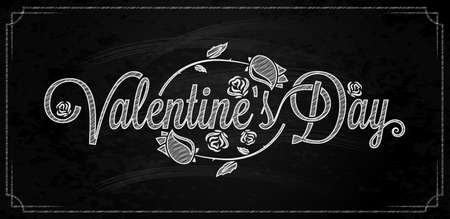 Valentines Day Lettering On Chalkboard Background.のイラスト素材