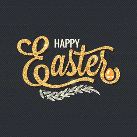 Easter Vintage Gold Lettering Design Backgroundのイラスト素材
