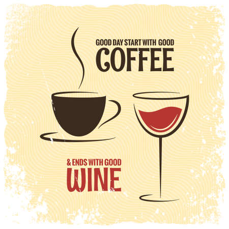 coffee and wine logo design vintage background.のイラスト素材