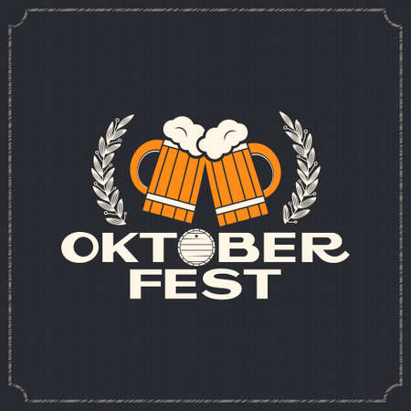 Oktoberfest beer mugs logo design backgroundのイラスト素材