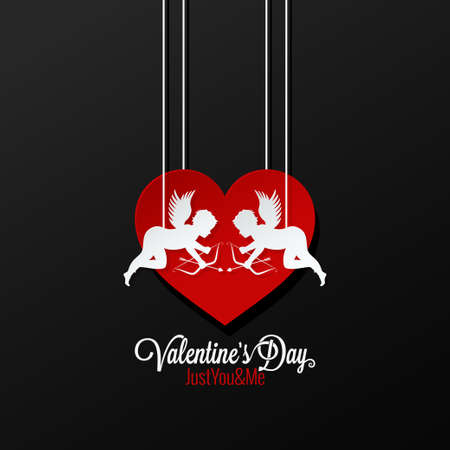 Valentines day couple on black background.のイラスト素材