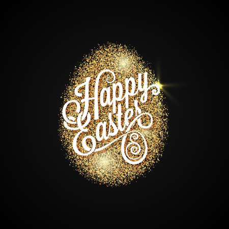 Easter Egg. Gold Backgroundのイラスト素材