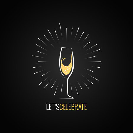 Champagne bottle glass design illustration.のイラスト素材