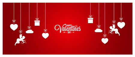 Valentines day red banner on white background.のイラスト素材