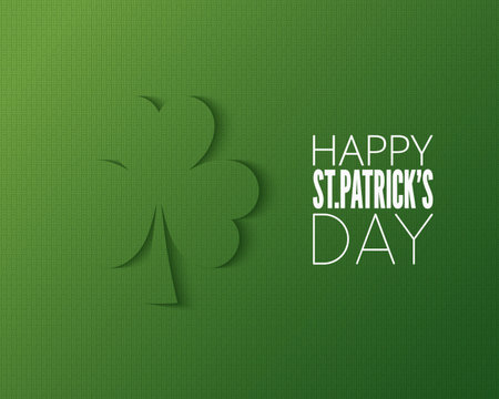 Patrick's day cut paper logo on green background
