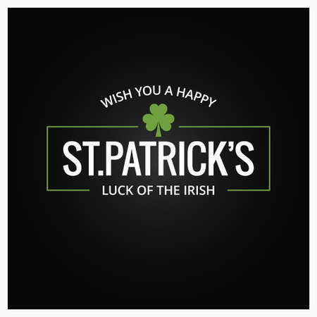 St. Patrick's day greeting with clover leaf on black background. Vector illustration.のイラスト素材