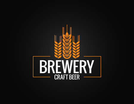 Beer logo design. Brewery label on black backgroundのイラスト素材