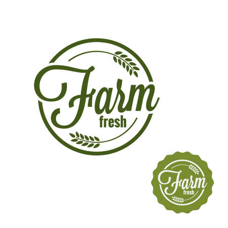Farm fresh logo. Farm produce stamp set on white backgroundのイラスト素材