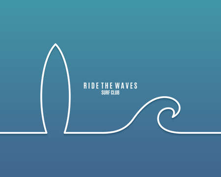 Surf board with wave line concept backgroundのイラスト素材