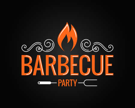Barbecue party vintage logo on black backgroundのイラスト素材