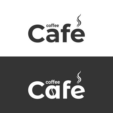 Coffee cafe logo. Coffee cup and bean label on black and white background 8 epsのイラスト素材
