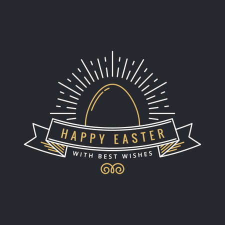 Easter greeting card. Happy Easter line eggのイラスト素材