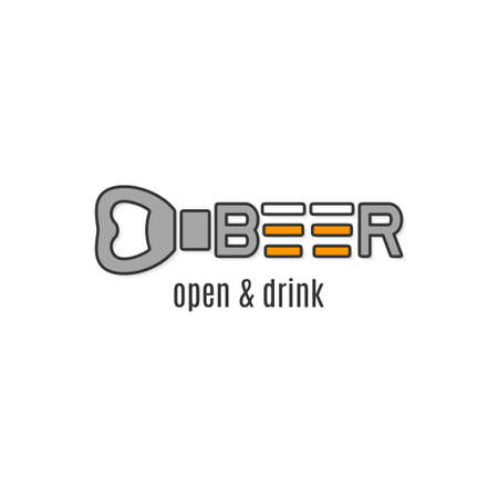 Beer  with beer opener design on whiteのイラスト素材