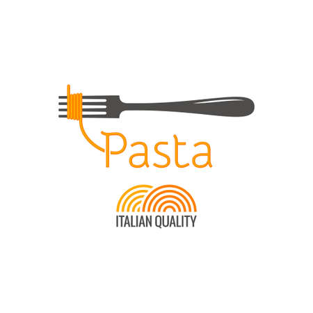 Pasta on fork on whiteのイラスト素材