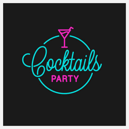 Cocktail party. Round linear of cocktailのイラスト素材