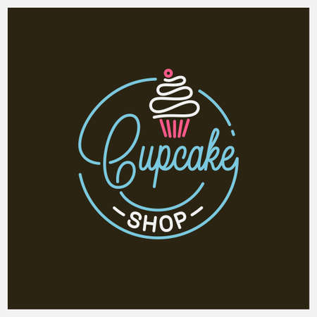 Round linear logo of cake storeのイラスト素材