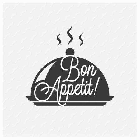 Bon Appetit vintage lettering on tray backgroundのイラスト素材