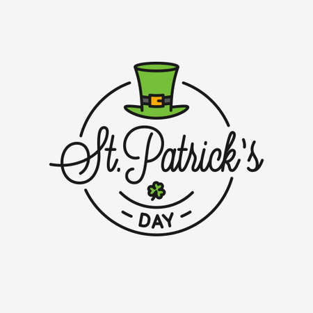 Patrick day Round linear logo of Patrick hatのイラスト素材