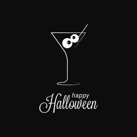 Halloween cocktail glass logo on black backgroundのイラスト素材