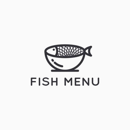 Fish  with plate on white backgroundのイラスト素材