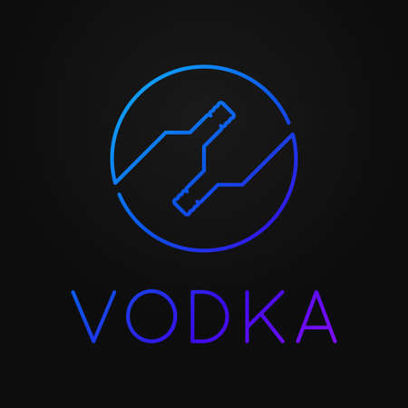 Vodka premium  . Linear neon bottles of vodkaのイラスト素材