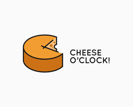 Cheese wheel  . Cheese o clock concept on whiteのイラスト素材