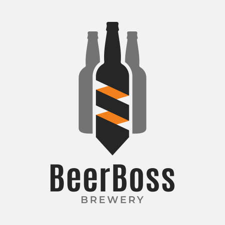 Beer bottle . Beer boss concept with tieのイラスト素材