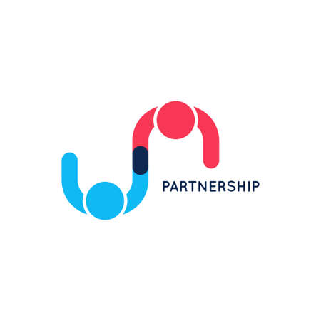 Partnership business logo. Teamwork logo on whiteのイラスト素材