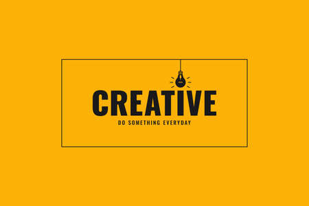 Creative idea bulb banner on yellow backgroundのイラスト素材