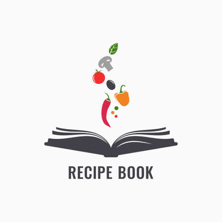 Recipe book with vegetables. Cookbook of recipesのイラスト素材