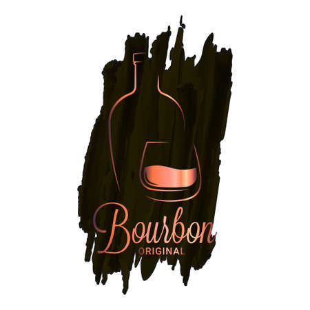 Bourbon or whiskey watercolor  . Brandy bottleのイラスト素材